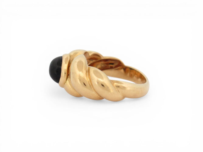 Bague 51 Van Cleef & Arpels - Bague jonc torsadée en or jaune 18k et onyx 58 Facettes 273892