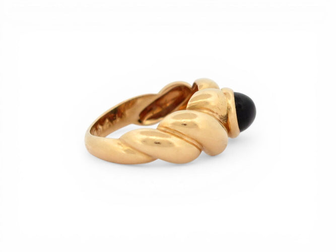 Bague 51 Van Cleef & Arpels - Bague jonc torsadée en or jaune 18k et onyx 58 Facettes 273892