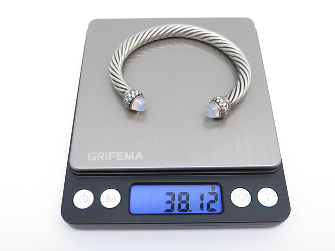 Bracelet David Yurman Cable Classic - Bracelet en argent 925 avec calcédoine et diamants 58 Facettes 273830