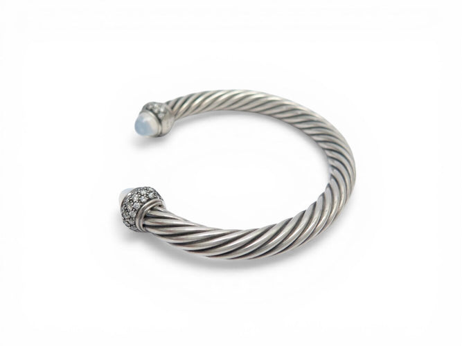 Bracelet David Yurman Cable Classic - Bracelet en argent 925 avec calcédoine et diamants 58 Facettes 273830