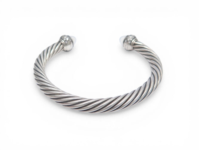 Bracelet David Yurman Cable Classic - Bracelet en argent 925 avec calcédoine et diamants 58 Facettes 273830