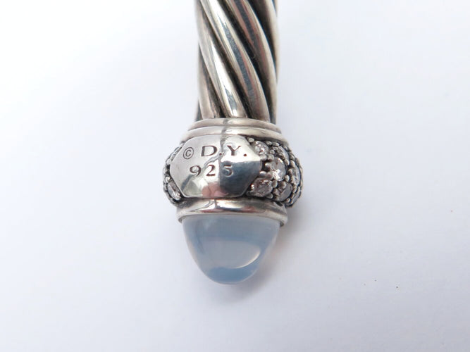 Bracelet David Yurman Cable Classic - Bracelet en argent 925 avec calcédoine et diamants 58 Facettes 273830