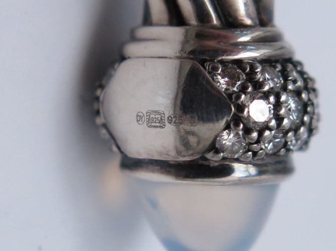 Bracelet David Yurman Cable Classic - Bracelet en argent 925 avec calcédoine et diamants 58 Facettes 273830