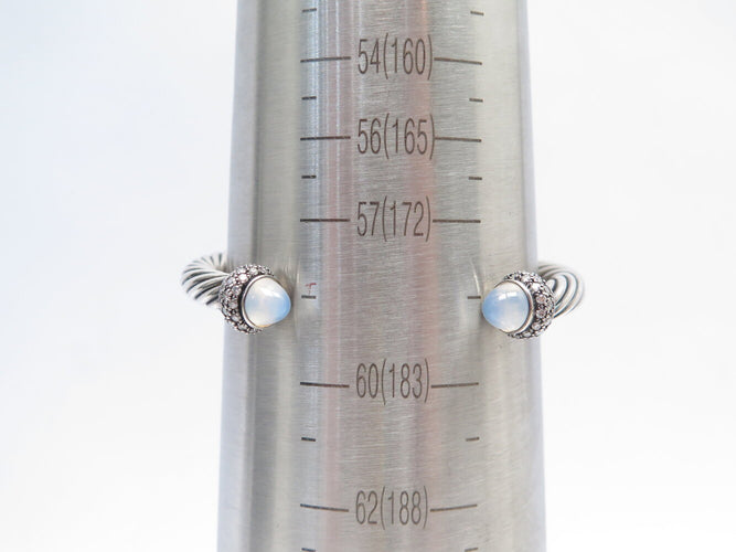 Bracelet David Yurman Cable Classic - Bracelet en argent 925 avec calcédoine et diamants 58 Facettes 273830
