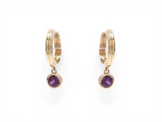 Boucles d'oreilles Poiray Lolita - Boucles d'oreilles créoles en or jaune 18k et grenat 58 Facettes 273807