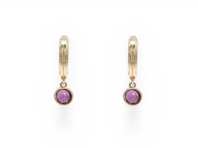 Boucles d'oreilles Poiray Lolita - Boucles d'oreilles créoles en or jaune 18k et grenat 58 Facettes 273807