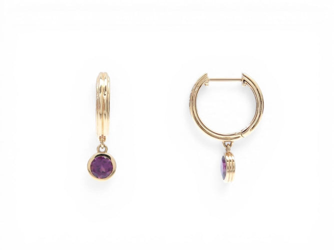 Boucles d'oreilles Poiray Lolita - Boucles d'oreilles créoles en or jaune 18k et grenat 58 Facettes 273807