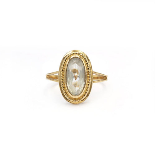 Bague 52 Bague en or jaune 750‰ avec aigue-marine ovale 58 Facettes 260086R
