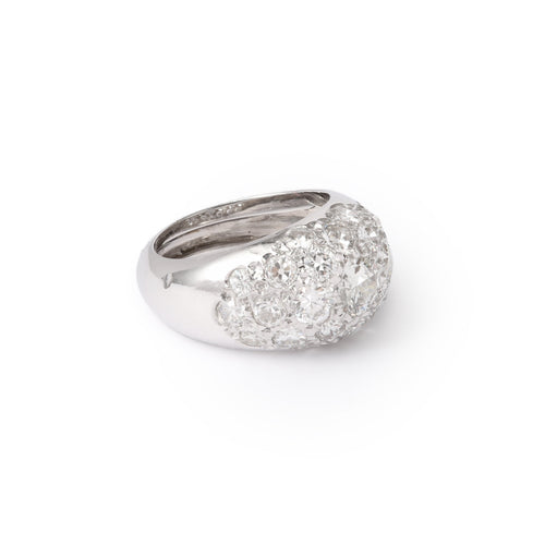 Bague 49 Bague jonc pavée de diamants en or gris 18 carats 58 Facettes BD196