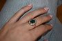 Bague 54 Bague - Topaze bleue et émeraudes en or rose 58 Facettes