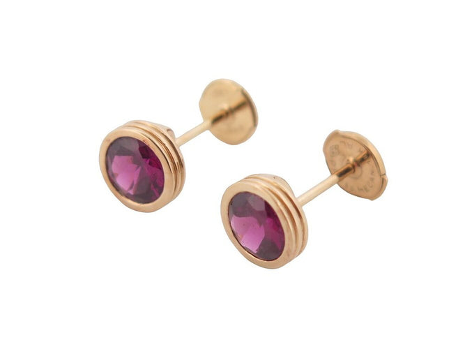 Boucles d'oreilles Poiray Lolita - Boucles d'oreilles puces en or jaune 18k et rhodolites 58 Facettes 273755