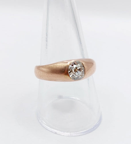 Bague 58.5 Bague jonc antique en or rose 18k avec diamant taille ancienne 58 Facettes A06899