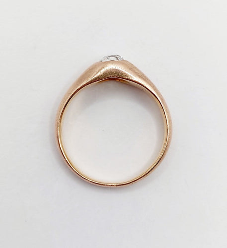 Bague 58.5 Bague jonc antique en or rose 18k avec diamant taille ancienne 58 Facettes A06899