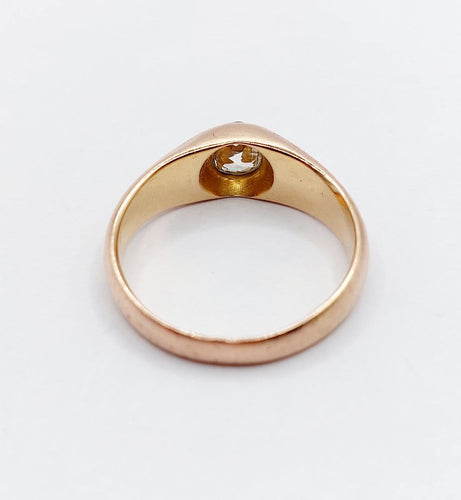 Bague 58.5 Bague jonc antique en or rose 18k avec diamant taille ancienne 58 Facettes A06899