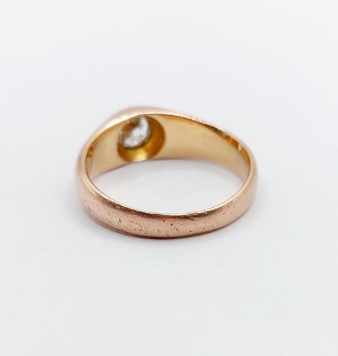 Bague 58.5 Bague jonc antique en or rose 18k avec diamant taille ancienne 58 Facettes A06899