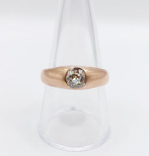 Bague 58.5 Bague jonc antique en or rose 18k avec diamant taille ancienne 58 Facettes A06899
