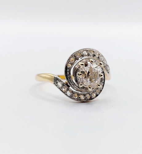 Bague 55 Bague tourbillon antique en or 18k et platine, diamants 58 Facettes A06861