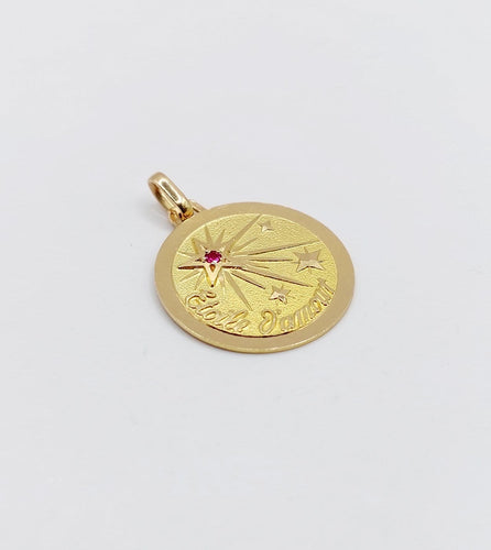 Pendentif Pendentif médaille étoile d'amour en or 18k et rubis 58 Facettes A06867