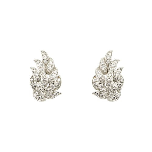 Boucles d'oreilles Boucles d'oreilles feuilles à diamants en or blanc 18 ct 58 Facettes 31914