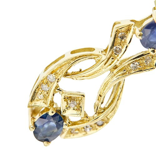 Boucles d'oreilles Boucles d’oreilles pendantes - Or jaune 18 ct, saphirs et diamants 58 Facettes 40862