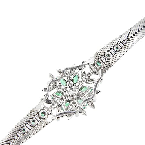 Bracelet Bracelet en or blanc 18 ct avec émeraudes et diamants 58 Facettes 41153