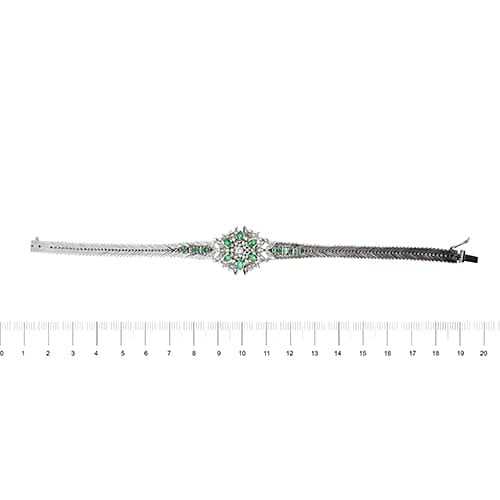 Bracelet Bracelet en or blanc 18 ct avec émeraudes et diamants 58 Facettes 41153