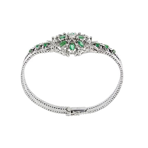 Bracelet Bracelet en or blanc 18 ct avec émeraudes et diamants 58 Facettes 41153