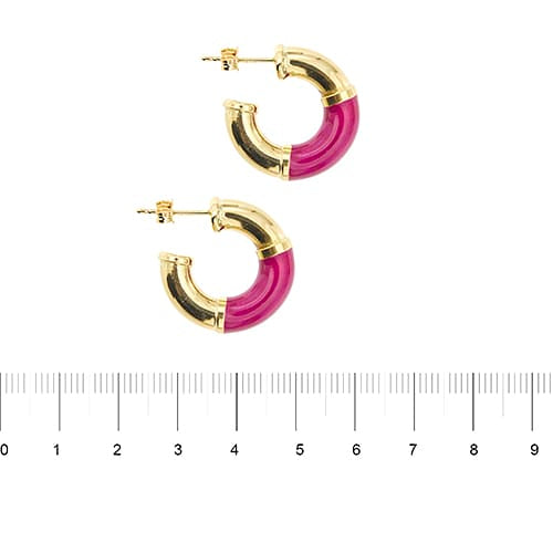 Boucles d'oreilles Boucles d’oreilles créoles en or jaune 18 ct et émail fuchsia 58 Facettes 40715