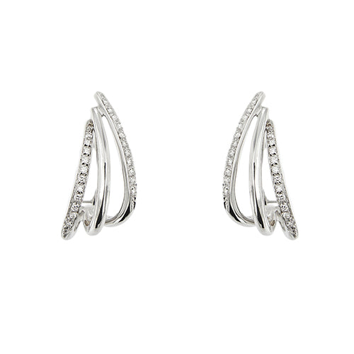 Boucles d'oreilles Boucles d’oreilles à voile en or blanc 18 ct et diamants 58 Facettes 37254