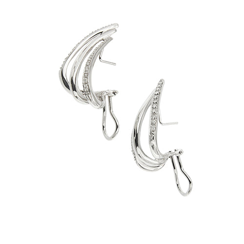 Boucles d'oreilles Boucles d’oreilles à voile en or blanc 18 ct et diamants 58 Facettes 37254