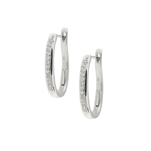 Boucles d'oreilles Boucles d'oreilles créoles ovales en or blanc 18 ct avec diamants 58 Facettes 37200