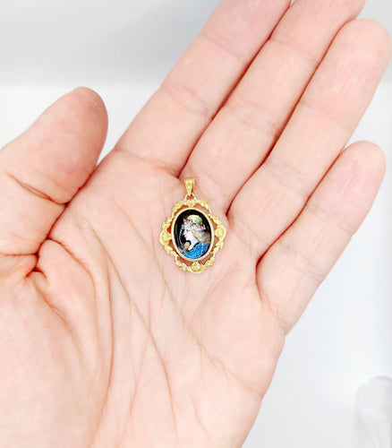 Pendentif Blanchet Limoges - Pendentif Art nouveau en or 18k à plaque émaillée 58 Facettes A06895