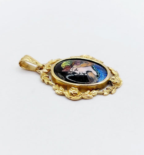 Pendentif Blanchet Limoges - Pendentif Art nouveau en or 18k à plaque émaillée 58 Facettes A06895