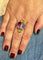 Bague 61 Bague en or jaune 18 carats sertie d’un diamant et de saphirs 58 Facettes