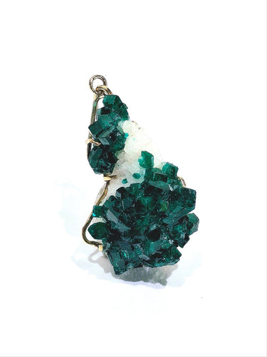 Pendentif Pendentif - Dioptase sur quartz améthyste en or rose 18 carats 58 Facettes 1733915