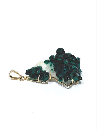 Pendentif Pendentif - Dioptase sur quartz améthyste en or rose 18 carats 58 Facettes 1733915