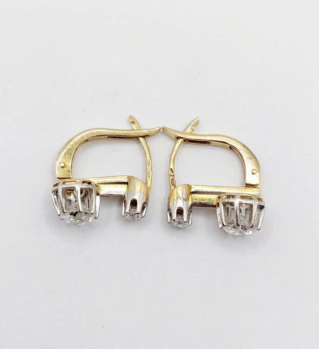 Boucles d'oreilles Dormeuses antiques - Boucles d'oreilles en or 18k et platine, diamants 0,90 ct 58 Facettes A06906