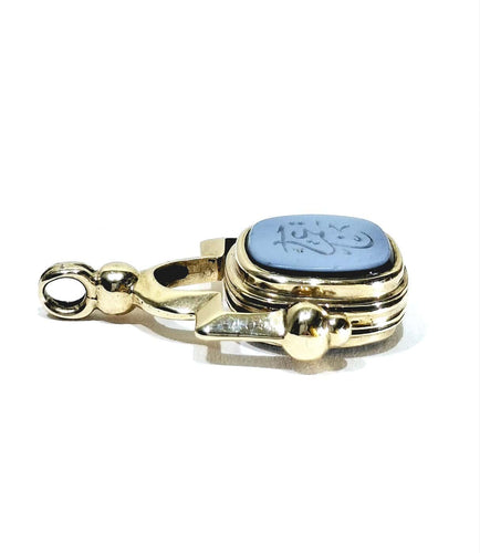 Pendentif Pendentif cachet en or champagne 18 carats et agate 58 Facettes 1733944