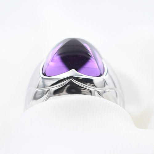 Bague Bague pyramide XL en or blanc avec améthyste 58 Facettes 22636