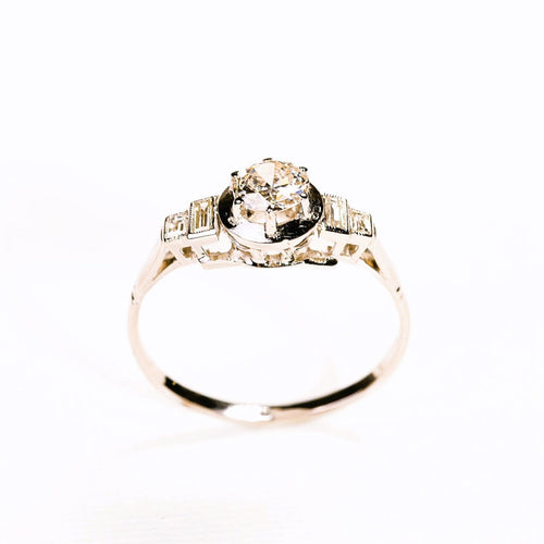 Bague 54 Art déco - Bague solitaire en platine et diamants 58 Facettes LMB-306