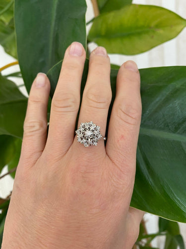 Bague 53 Bague rosette cluster vintage en or blanc 18 ct et diamants 58 Facettes ring