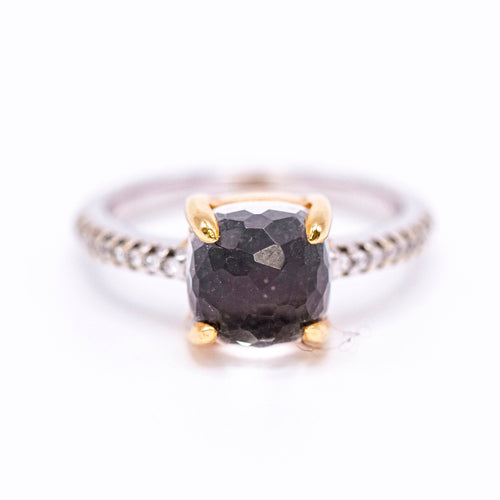 Bague Bague - Quartz cristal de roche et onyx en or jaune 18 K 58 Facettes UKA000143CS