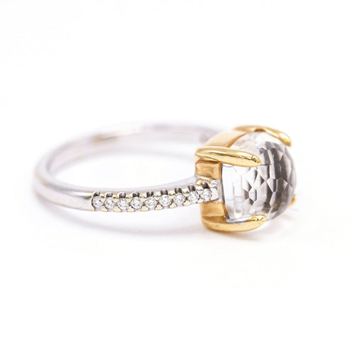 Bague Bague - Quartz cristal de roche et onyx en or jaune 18 K 58 Facettes UKA000143CS