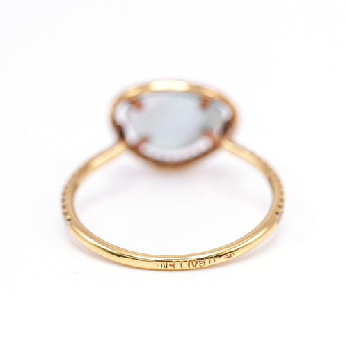 Bague MEIRAT - Bague en or jaune 18K avec aigue-marine milky et diamants 58 Facettes UKA000145CS