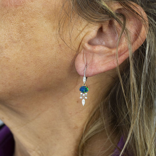 Boucles d'oreilles MEIRAT - Boucles d’oreilles à opales et diamants en or 18K 58 Facettes UKA000146CS