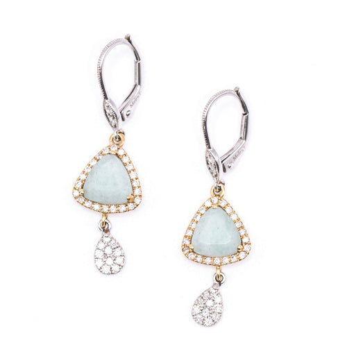 Boucles d'oreilles MEIRAT - Boucles d’oreilles en or jaune 18K avec amazonite et diamants 58 Facettes UKA000147CS