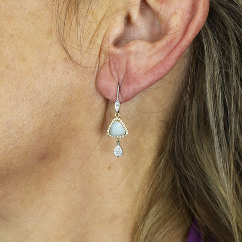 Boucles d'oreilles MEIRAT - Boucles d’oreilles en or jaune 18K avec amazonite et diamants 58 Facettes UKA000147CS