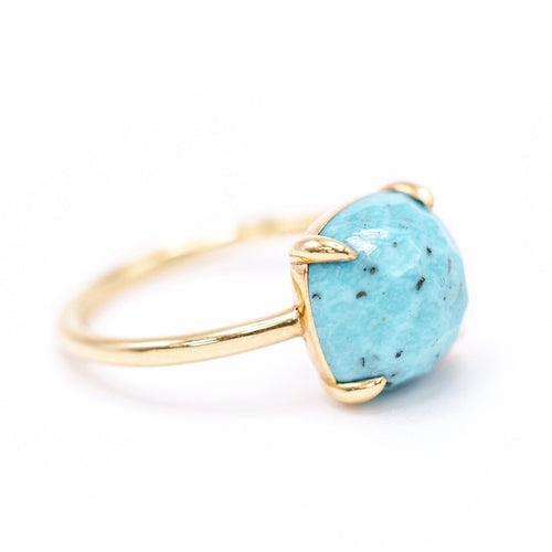 Bague Bague - Turquoise facettée en or jaune 18 K 58 Facettes UKA000148CS