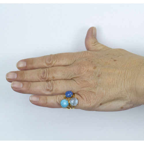 Bague Bague - Turquoise facettée en or jaune 18 K 58 Facettes UKA000148CS