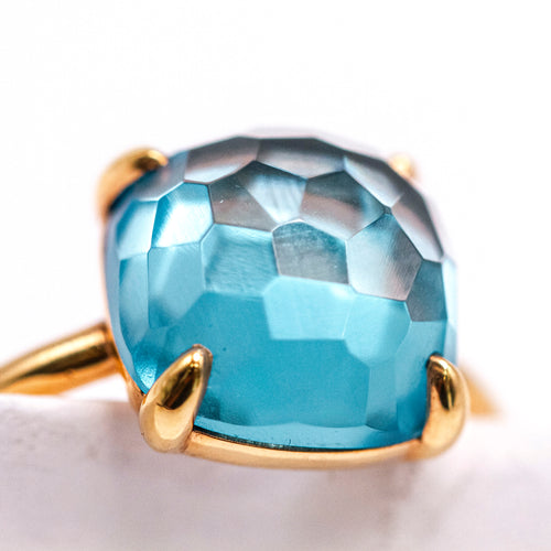 Bague Swiss Topas - Bague en or jaune 18K et topaze 58 Facettes UKA000150CS